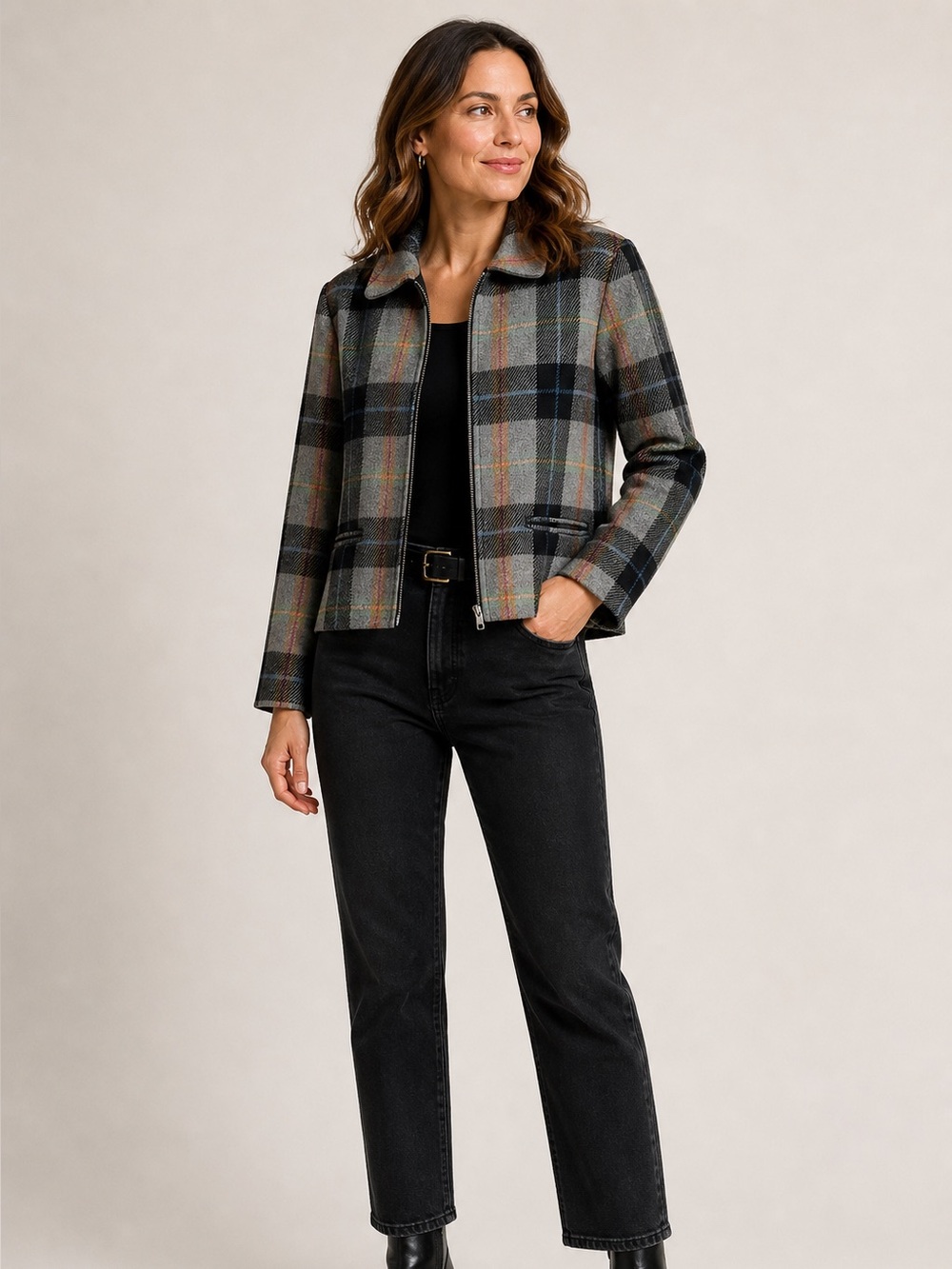 𝅺JONES New York wool blazer plaid pure new wool jacket size 12